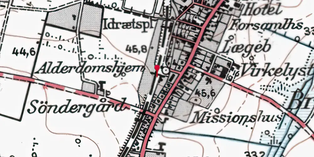 Historisk kort over Spjald Station