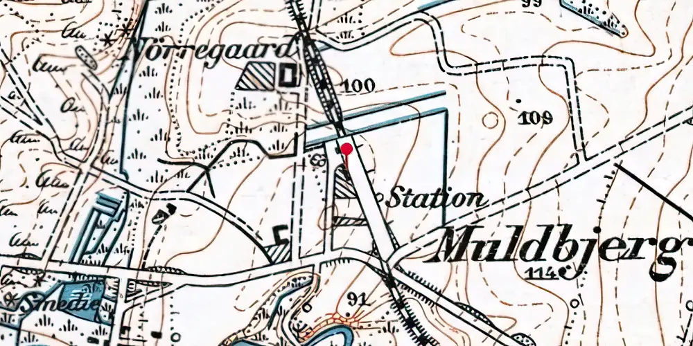 Historisk kort over Muldbjerg Station Historisk kort over Muldbjerg Station