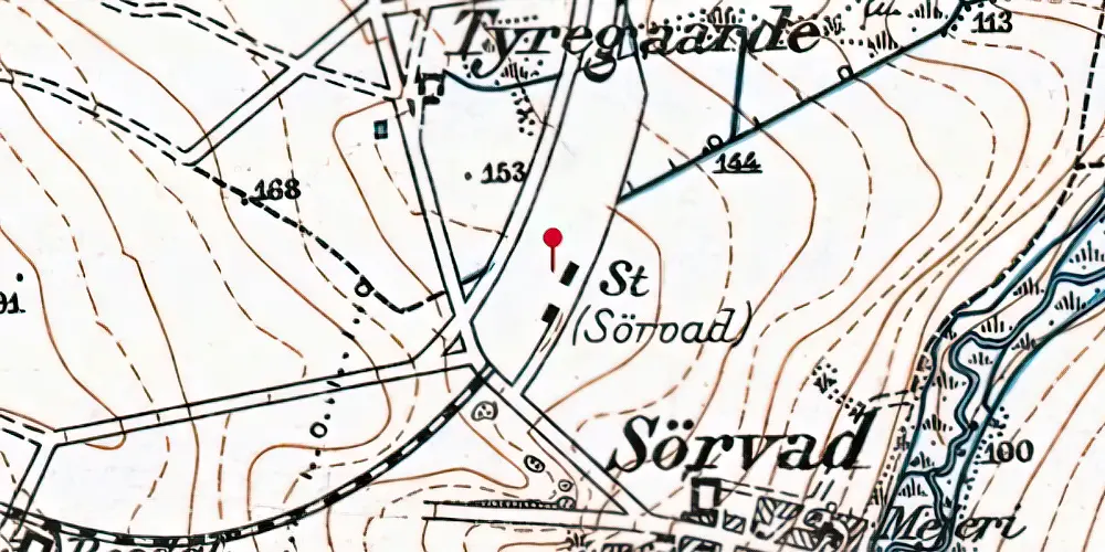 Historisk kort over Sørvad Station Historisk kort over Sørvad Station
