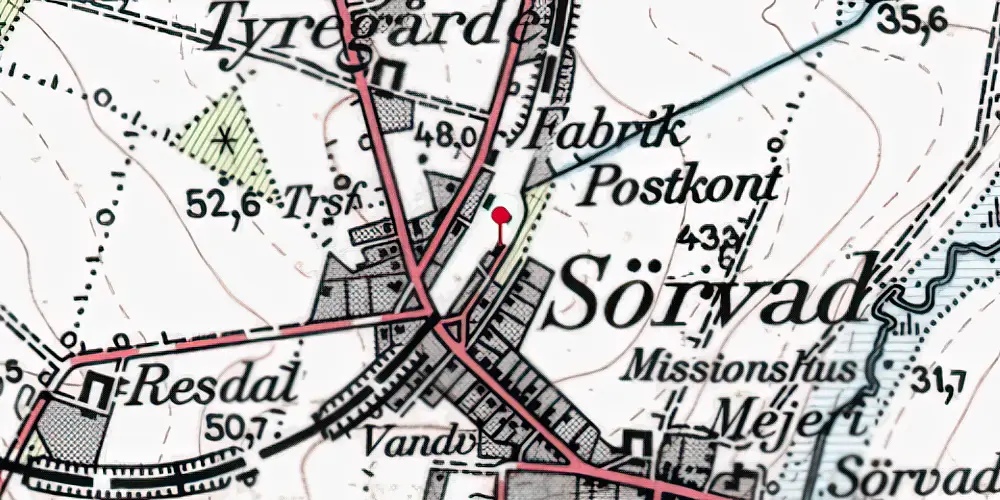 Historisk kort over Sørvad Station Historisk kort over Sørvad Station