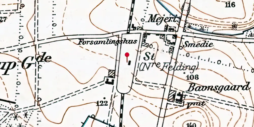 Historisk kort over Nørre Felding Station Historisk kort over Nørre Felding Station