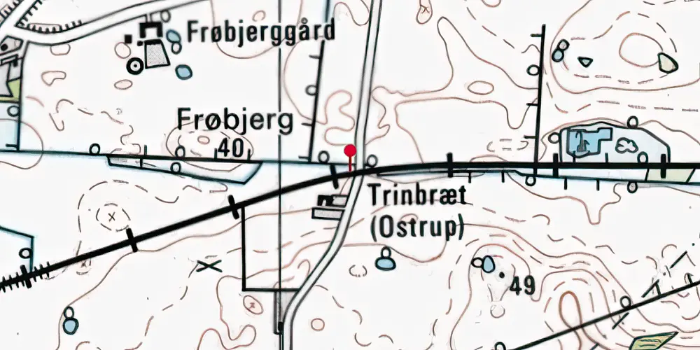 Historisk kort over Oustrup Trinbræt Historisk kort over Oustrup Trinbræt