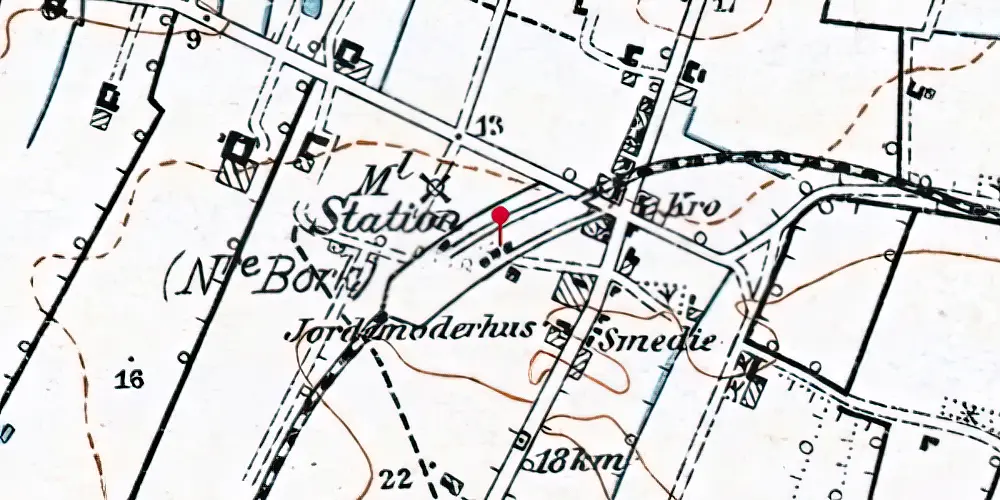 Historisk kort over Nørre Bork Station Historisk kort over Nørre Bork Station