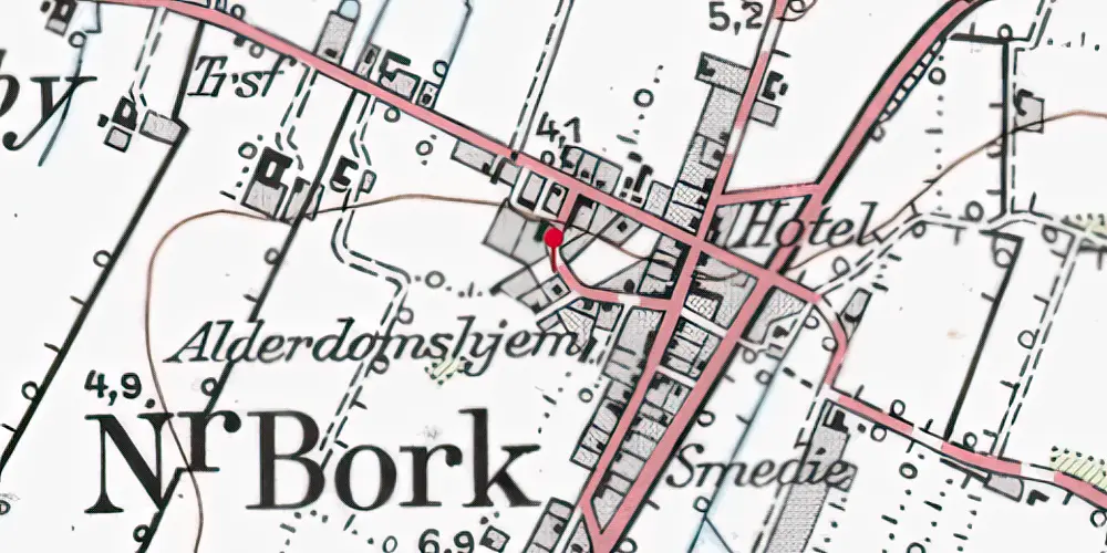 Historisk kort over Nørre Bork Station Historisk kort over Nørre Bork Station