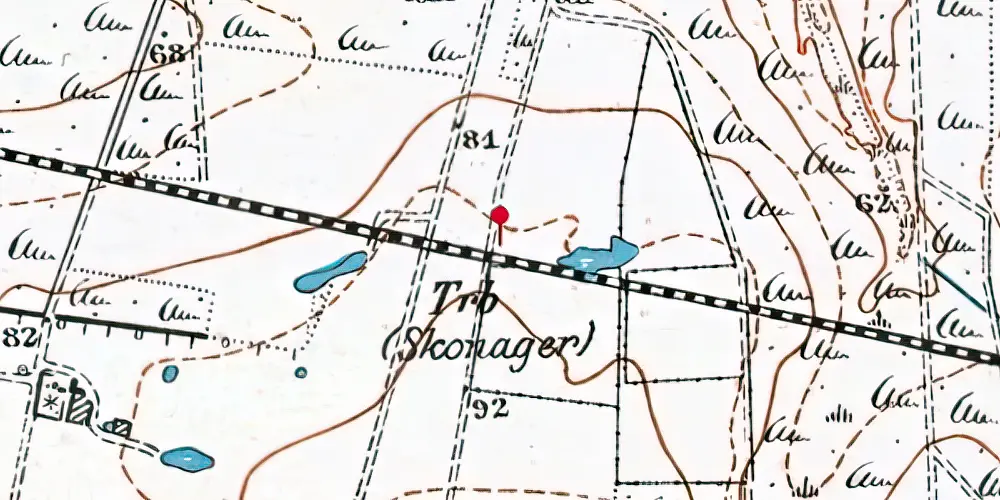 Historisk kort over Skonager Trinbræt
