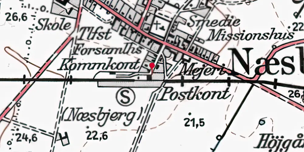 Historisk kort over Næsbjerg Station Historisk kort over Næsbjerg Station
