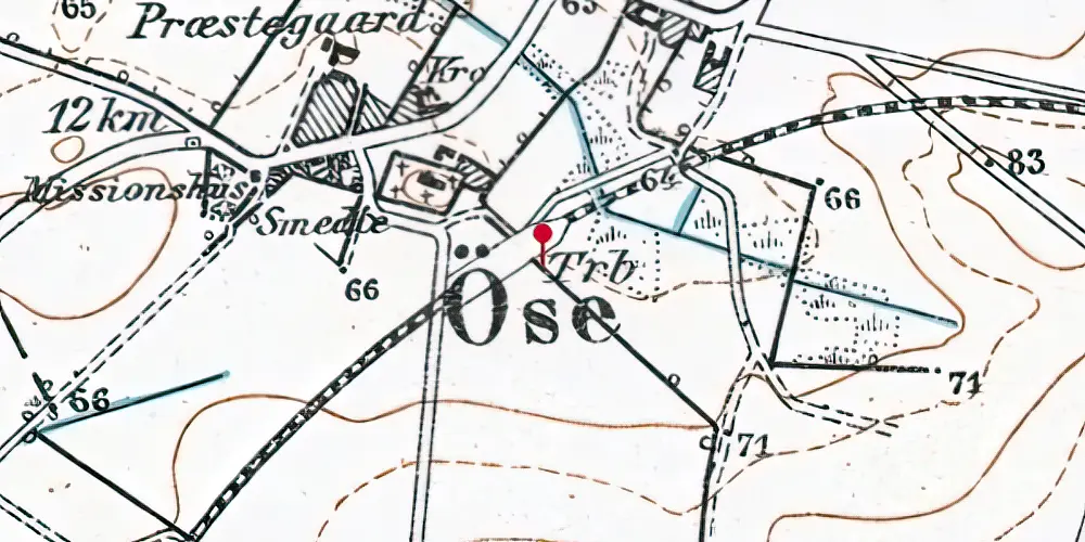 Historisk kort over Øse Trinbræt med Sidespor Historisk kort over Øse Trinbræt med Sidespor