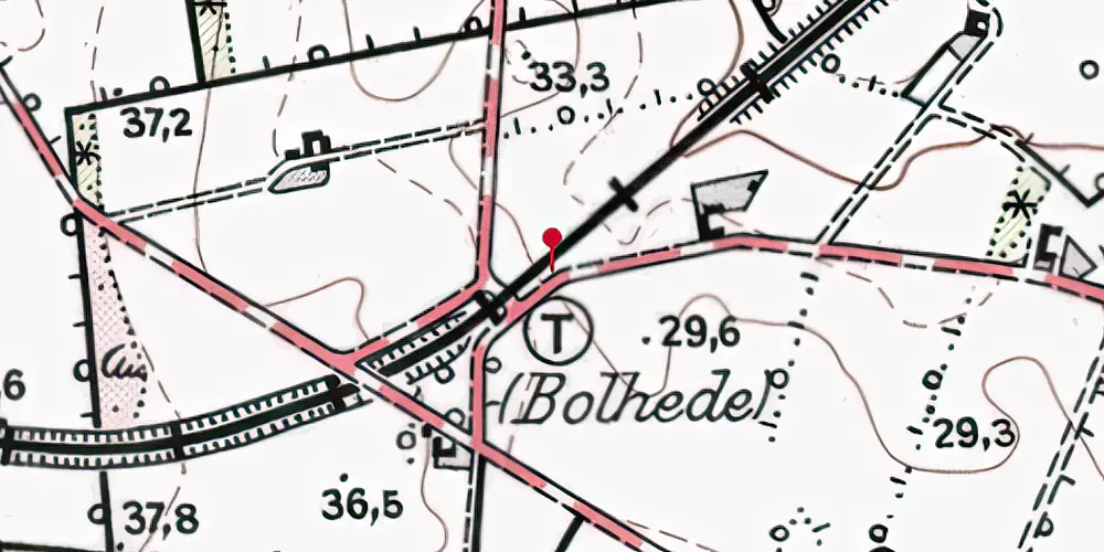 Historisk kort over Bolhede Trinbræt med Sidespor Historisk kort over Bolhede Trinbræt med Sidespor
