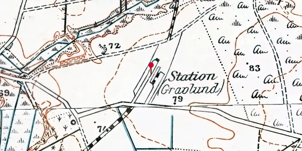 Historisk kort over Gravlund (VaGJ) Station Historisk kort over Gravlund (VaGJ) Station