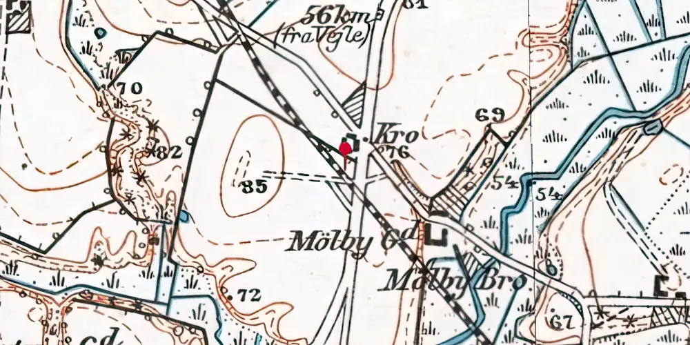 Historisk kort over Mølby Kro Trinbræt Historisk kort over Mølby Kro Trinbræt