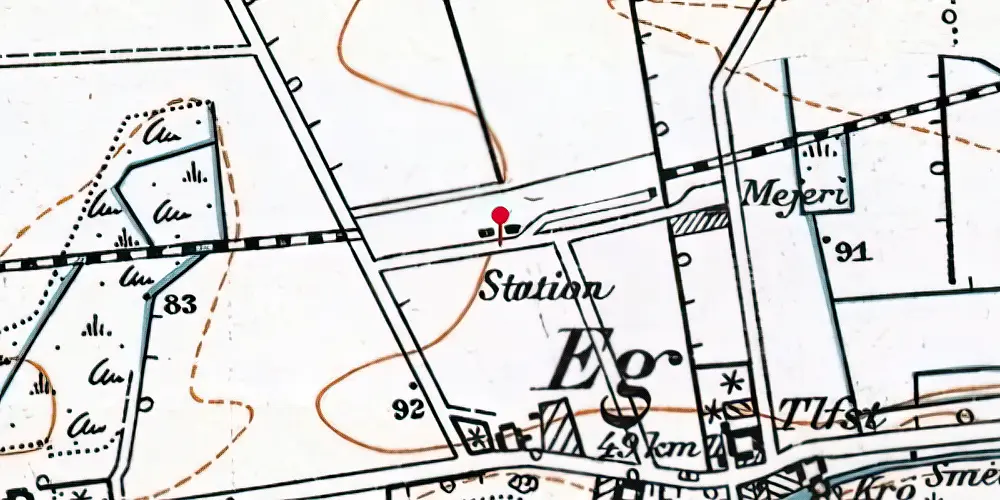 Historisk kort over Eg Station Historisk kort over Eg Station