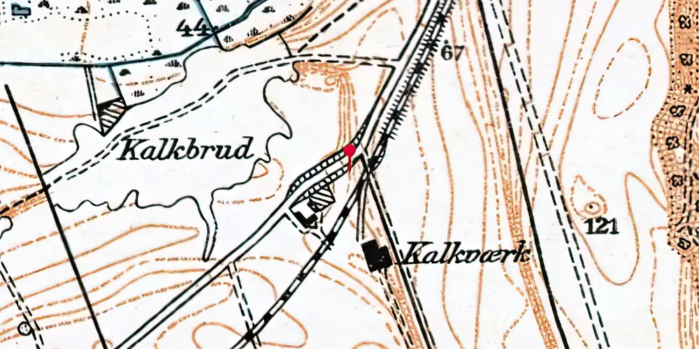 Historisk kort over Ny Balle Trinbræt Historisk kort over Ny Balle Trinbræt