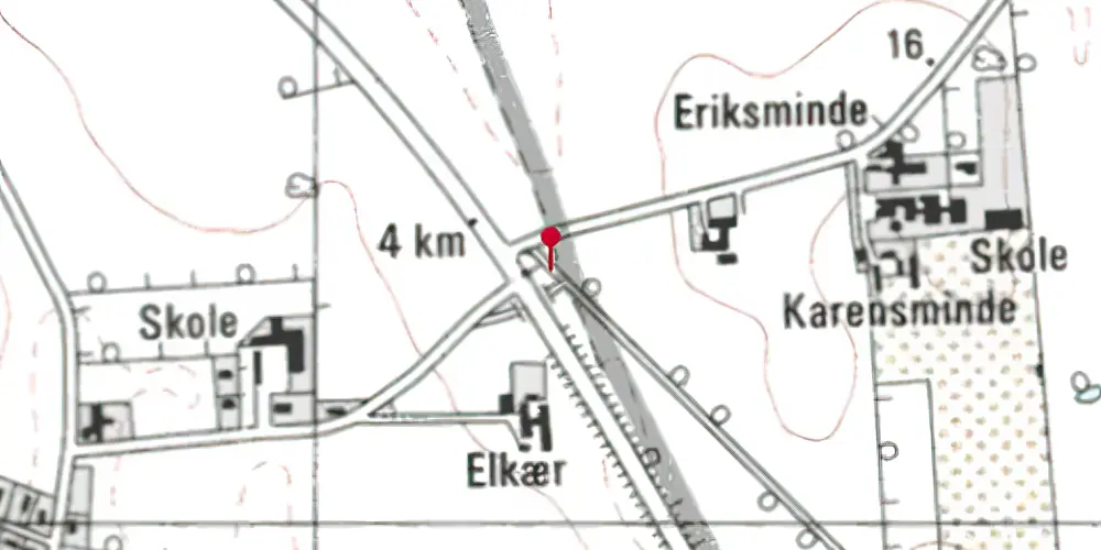 Historisk kort over Eriksminde Trinbræt Historisk kort over Eriksminde Trinbræt