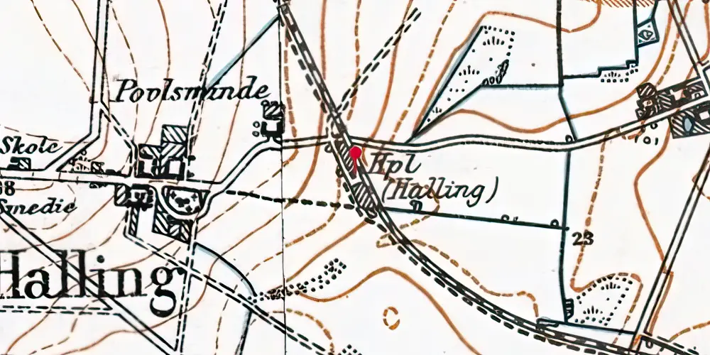 Historisk kort over Halling Station Historisk kort over Halling Station