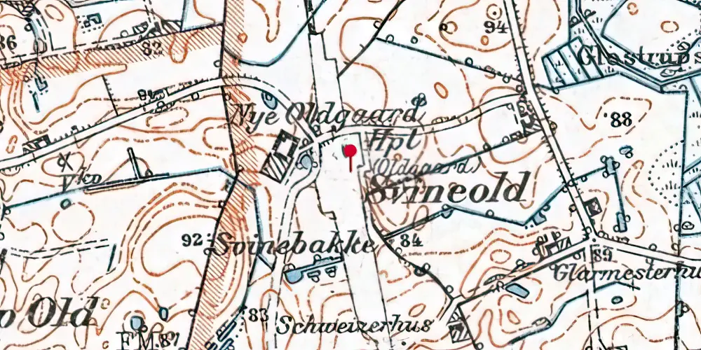 Historisk kort over Oldgård Billetsalgssted Historisk kort over Oldgård Billetsalgssted