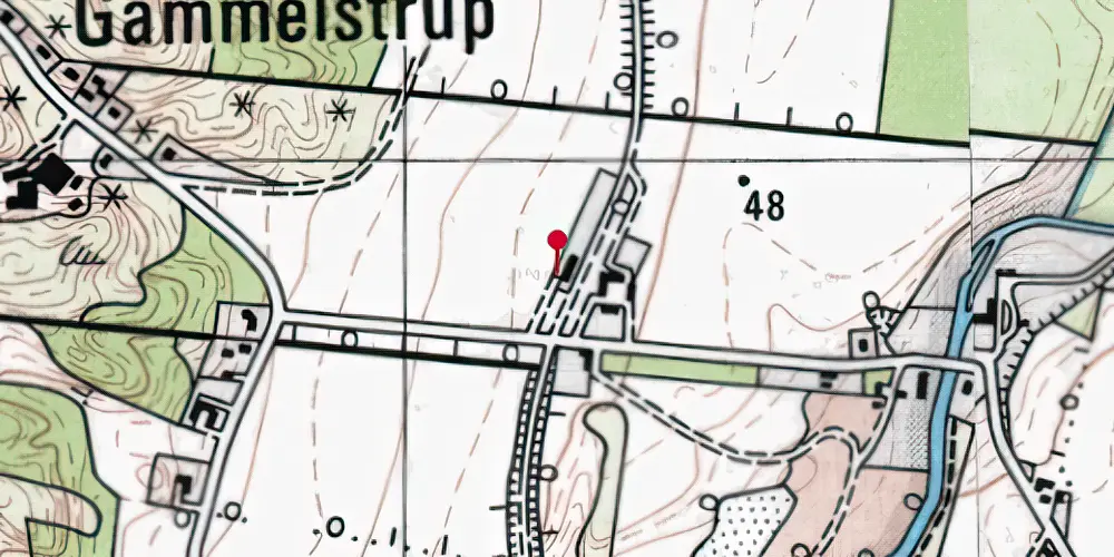 Historisk kort over Gammelstrup Station