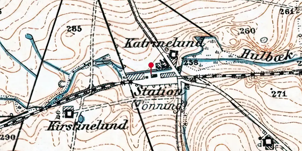 Historisk kort over Tønning Station Historisk kort over Tønning Station