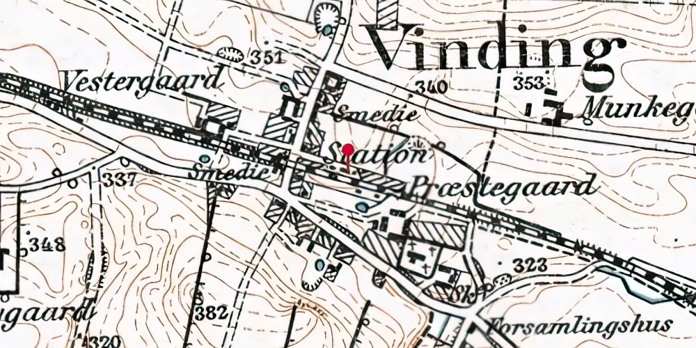 Historisk kort over Vinding Station Historisk kort over Vinding Station