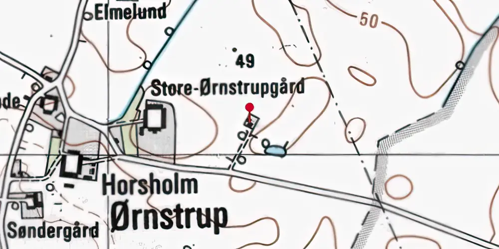 Historisk kort over Ørnstrup Holdeplads med sidespor Historisk kort over Ørnstrup Holdeplads med sidespor