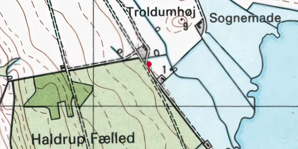 Historisk kort over Haldrup Strand Trinbræt Historisk kort over Haldrup Strand Trinbræt