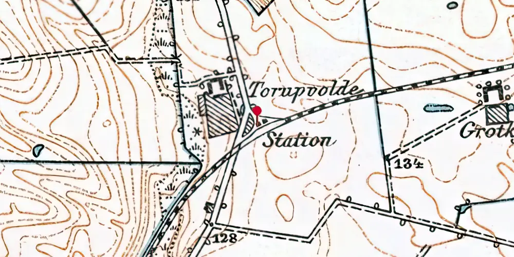 Historisk kort over Torupvolde Station