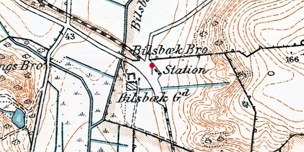 Historisk kort over Bilsbæk Station Historisk kort over Bilsbæk Station