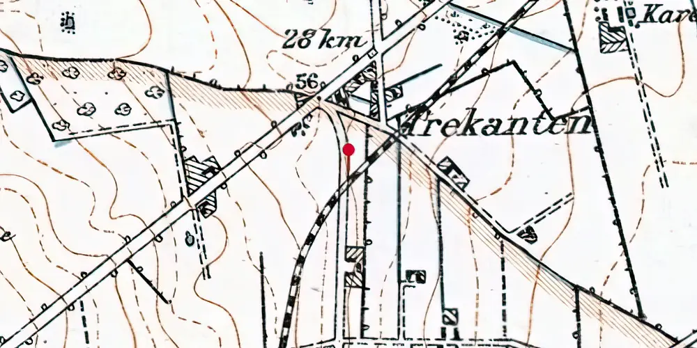 Historisk kort over Trekanten Trinbræt Historisk kort over Trekanten Trinbræt