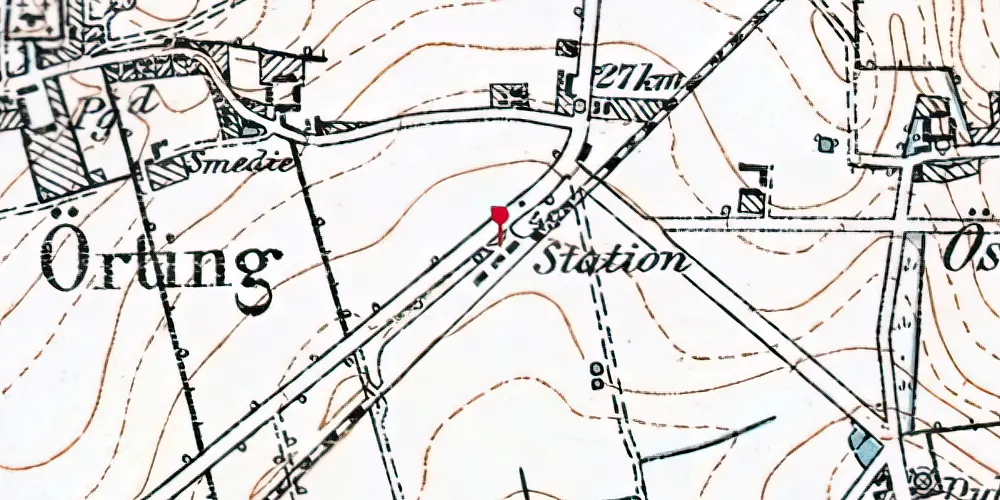 Historisk kort over Ørting Station Historisk kort over Ørting Station