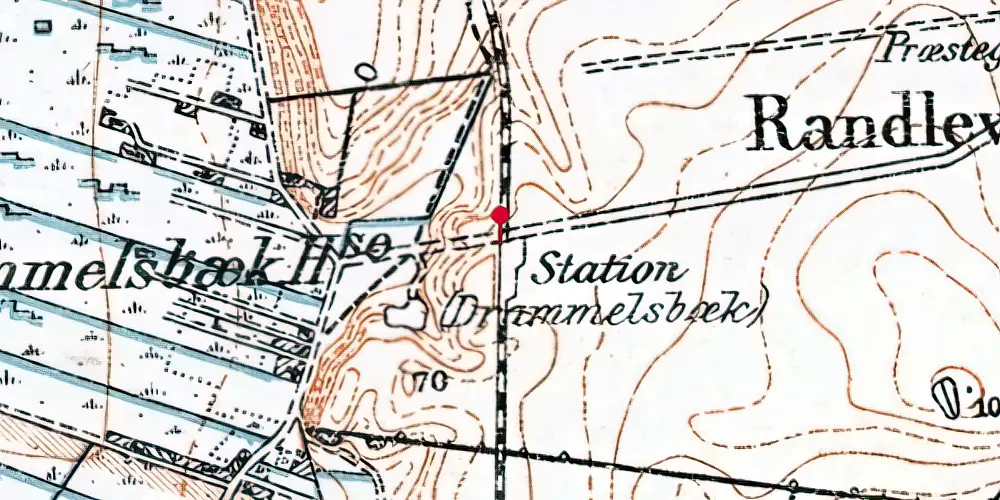 Historisk kort over Drammelsbæk Trinbræt Historisk kort over Drammelsbæk Trinbræt