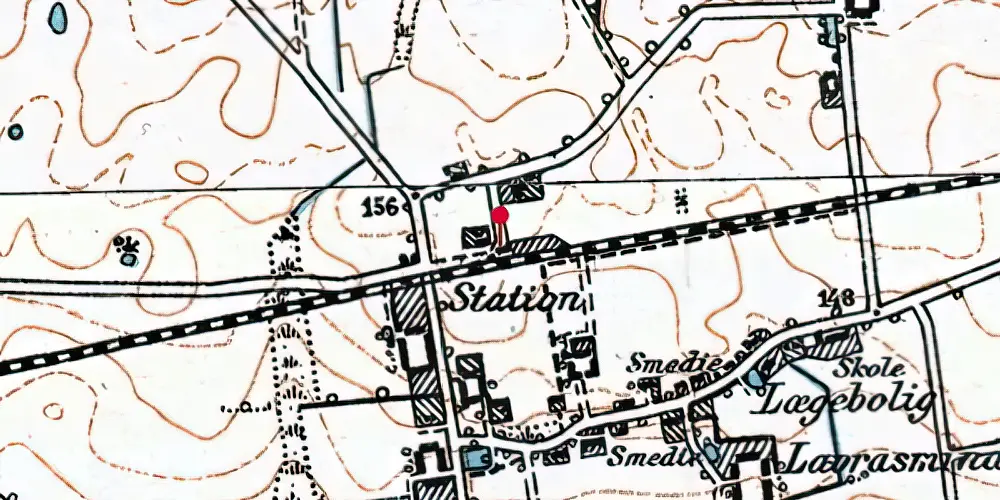 Historisk kort over Vrønding Station Historisk kort over Vrønding Station