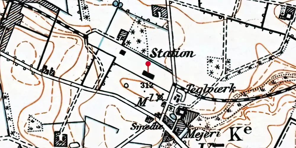 Historisk kort over Vonge Station Historisk kort over Vonge Station