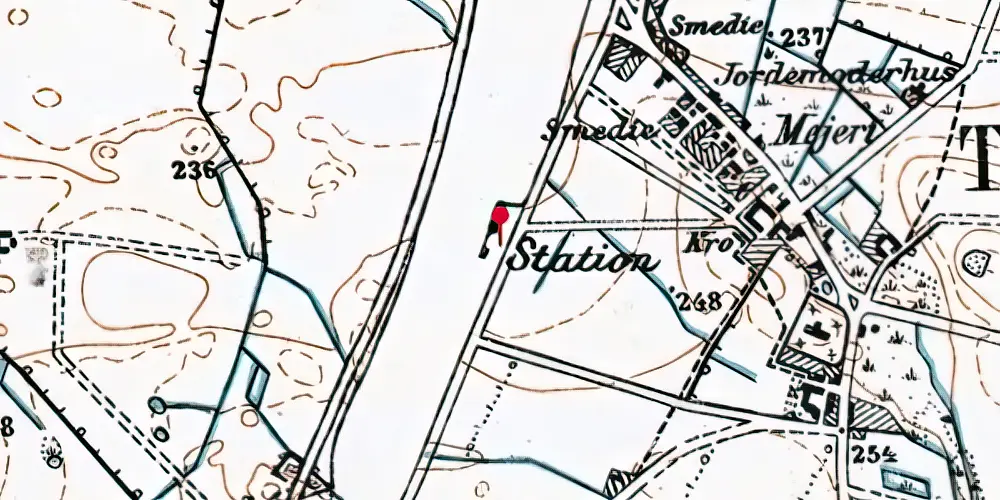 Historisk kort over Thyregod Station
