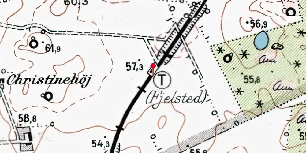 Historisk kort over Fjelsted Trinbræt Historisk kort over Fjelsted Trinbræt