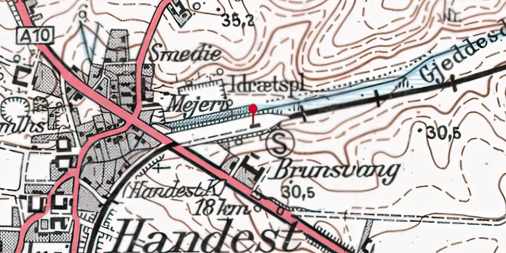 Historisk kort over Handest Station Historisk kort over Handest Station