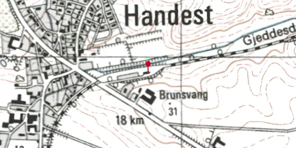 Historisk kort over Handest Station Historisk kort over Handest Station