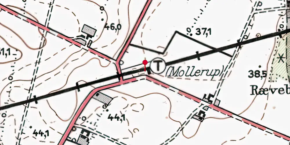 Historisk kort over Mollerup Trinbræt med Sidespor Historisk kort over Mollerup Trinbræt med Sidespor