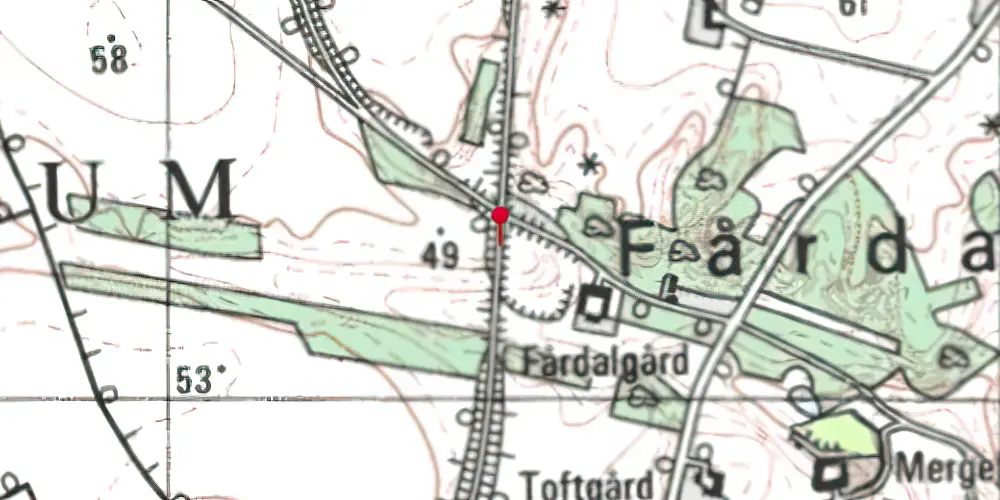 Historisk kort over Fårdal Trinbræt (uofficielt)