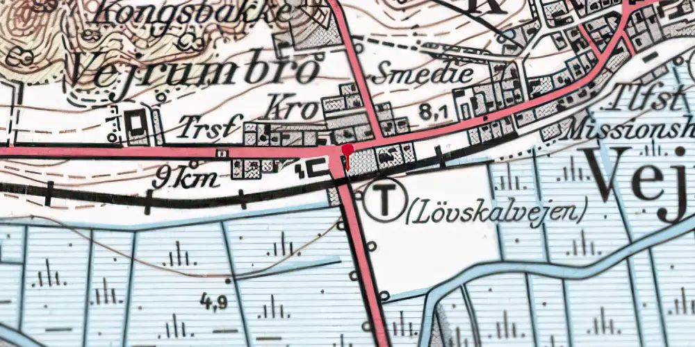 Historisk kort over Løvskalvejen Trinbræt