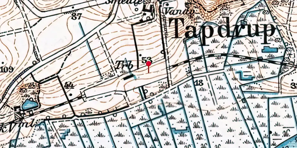 Historisk kort over Tapdrup Trinbræt med Sidespor Historisk kort over Tapdrup Trinbræt med Sidespor