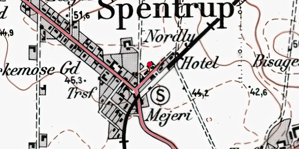 Historisk kort over Spentrup Station Historisk kort over Spentrup Station