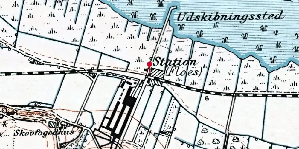 Historisk kort over Floes Billetsalgssted Historisk kort over Floes Billetsalgssted