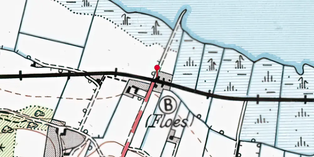 Historisk kort over Floes Billetsalgssted Historisk kort over Floes Billetsalgssted