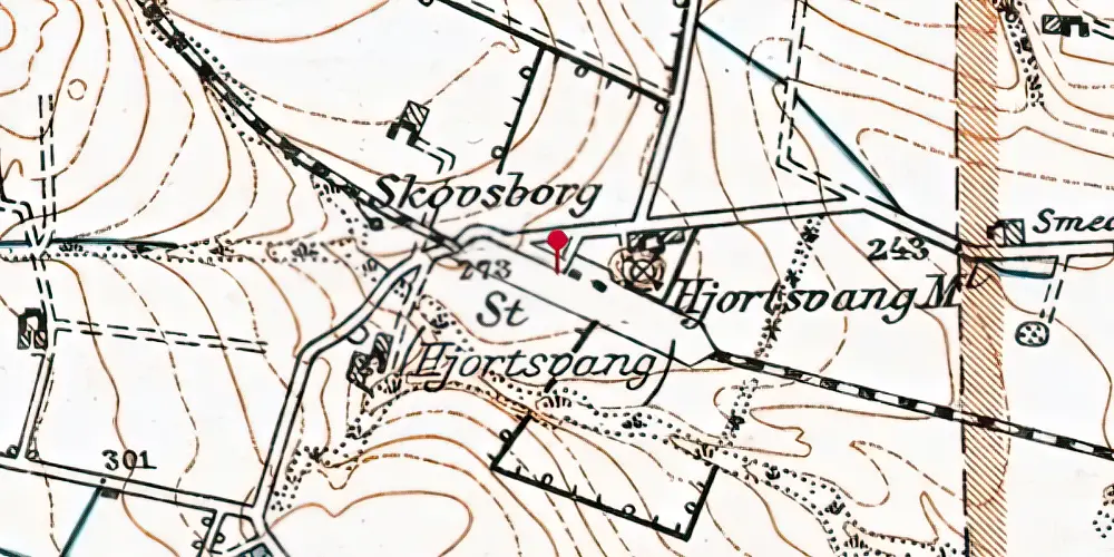 Historisk kort over Hjortsvang Station Historisk kort over Hjortsvang Station