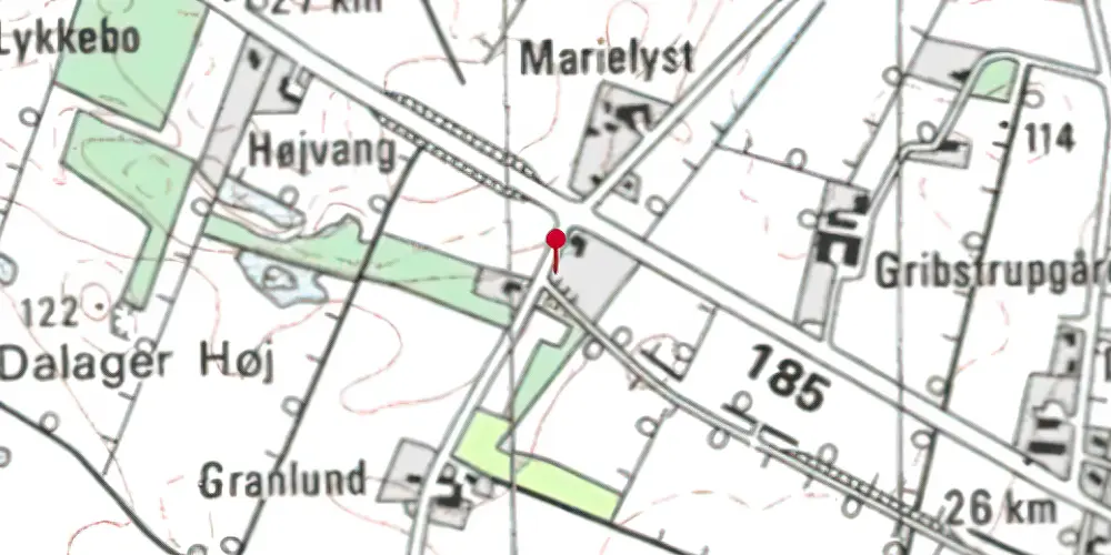Historisk kort over Gribstrup Skole Trinbræt