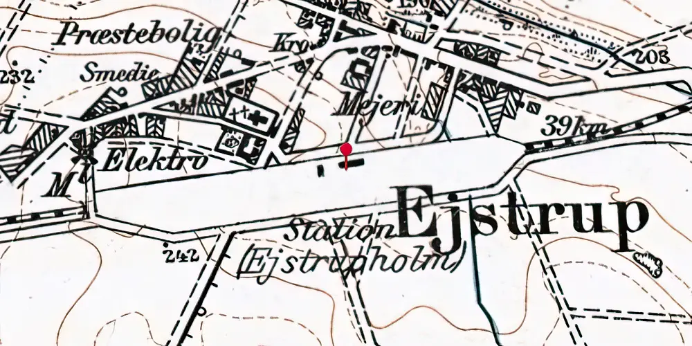 Historisk kort over Ejstrupholm Station Historisk kort over Ejstrupholm Station