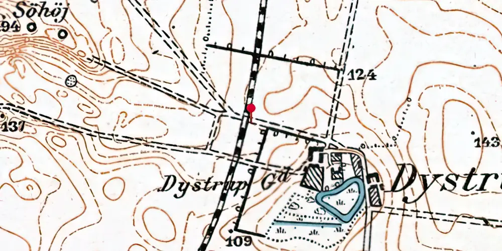 Historisk kort over Dystrup Trinbræt Historisk kort over Dystrup Trinbræt