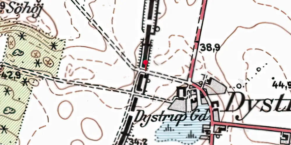 Historisk kort over Dystrup Trinbræt Historisk kort over Dystrup Trinbræt