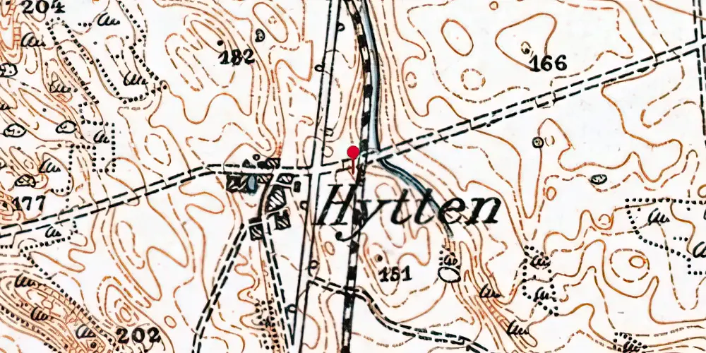 Historisk kort over Hytten Trinbræt Historisk kort over Hytten Trinbræt