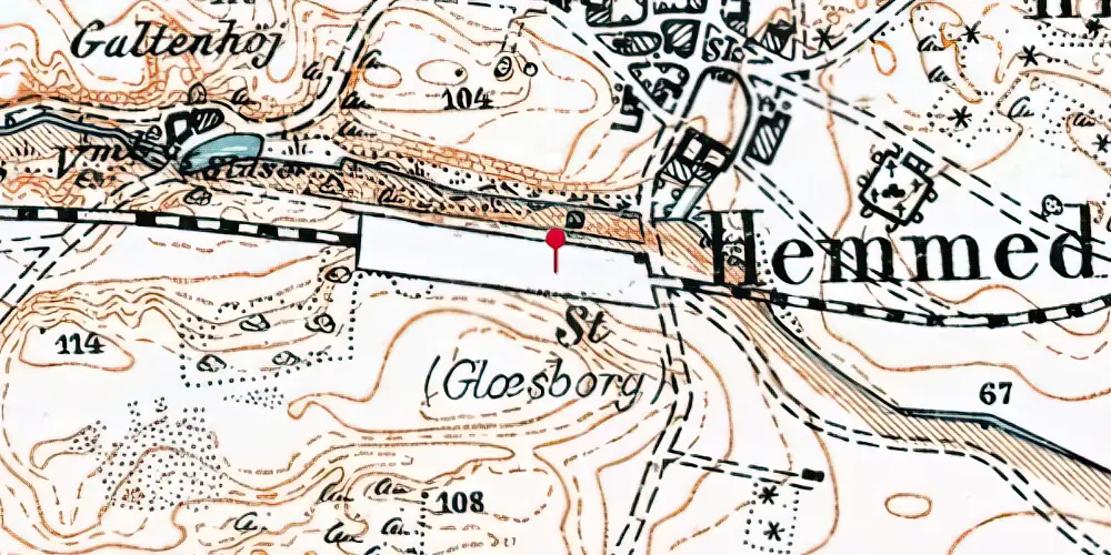 Historisk kort over Glesborg Station Historisk kort over Glesborg Station