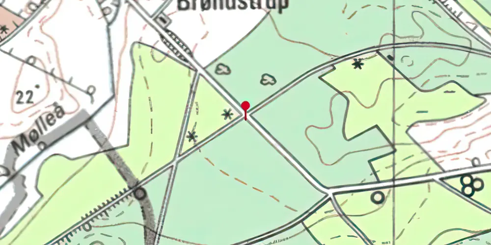 Historisk kort over Brøndstrup Trinbræt Historisk kort over Brøndstrup Trinbræt